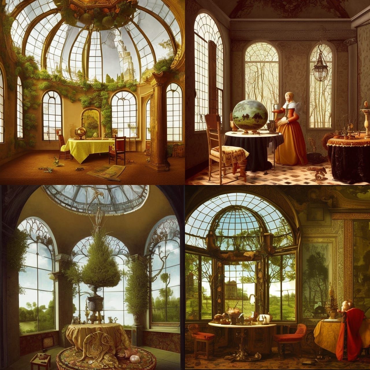 Glass Dome Still Life with Miniature Forest, Hyperrealistic