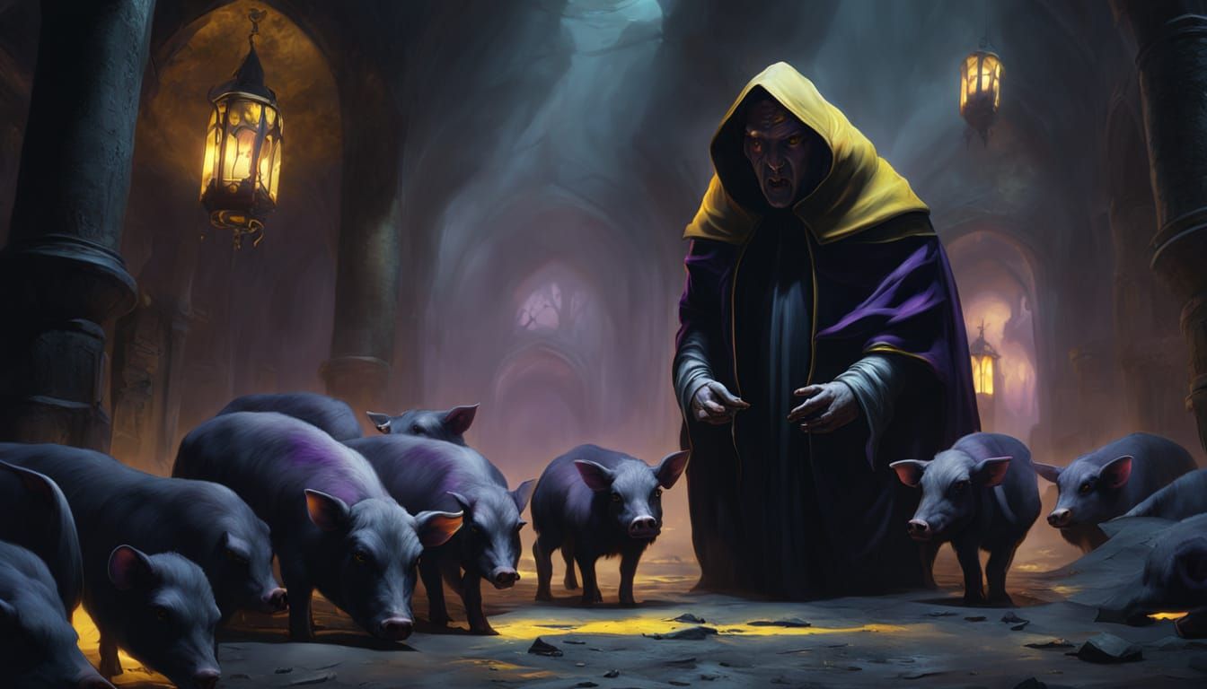 Haunting Cowpig in Dark Fantasy Style