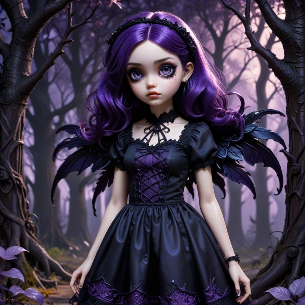 Gothic Graffiti Angel Portrait with Violet Eyes