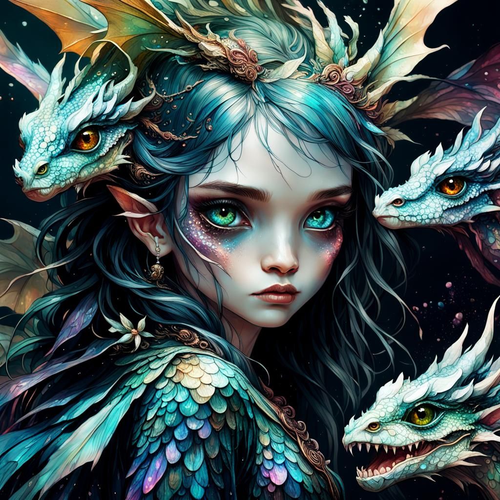 Iridescent Baby Dragonkin: Detailed Fantasy Art