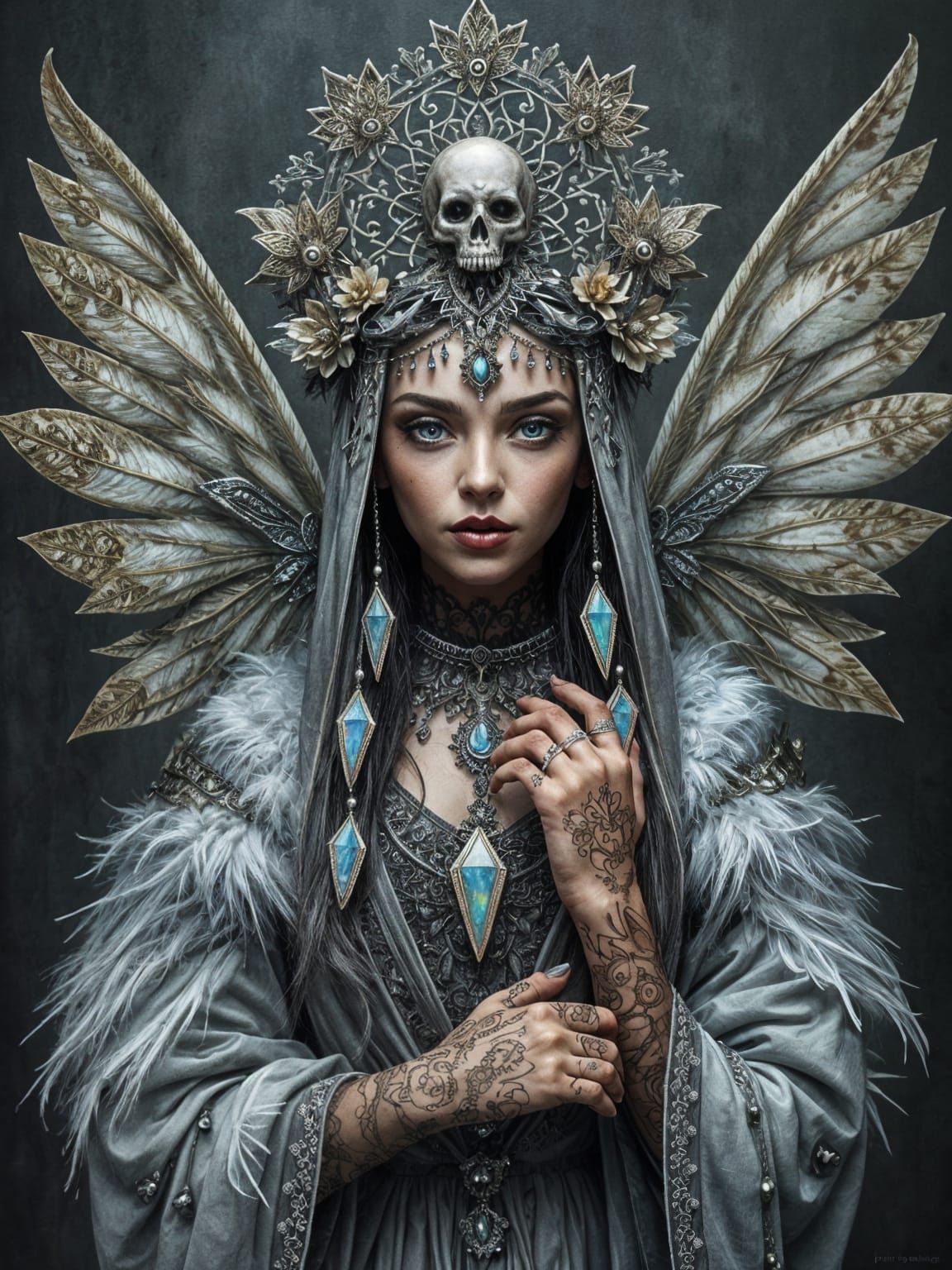 Gothic Fairy Priestess with Henna Tattoo