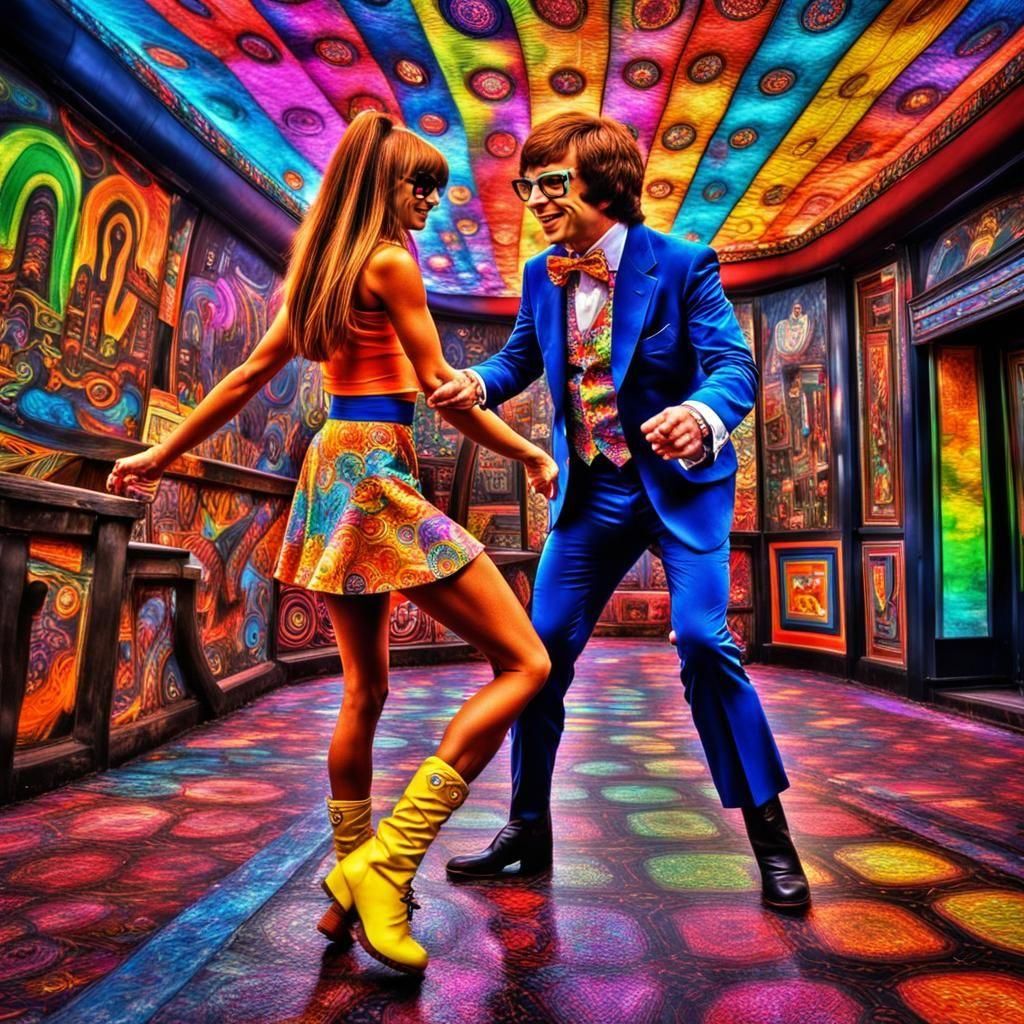 Austin Powers Groovy Dance in Psychedelic Colors