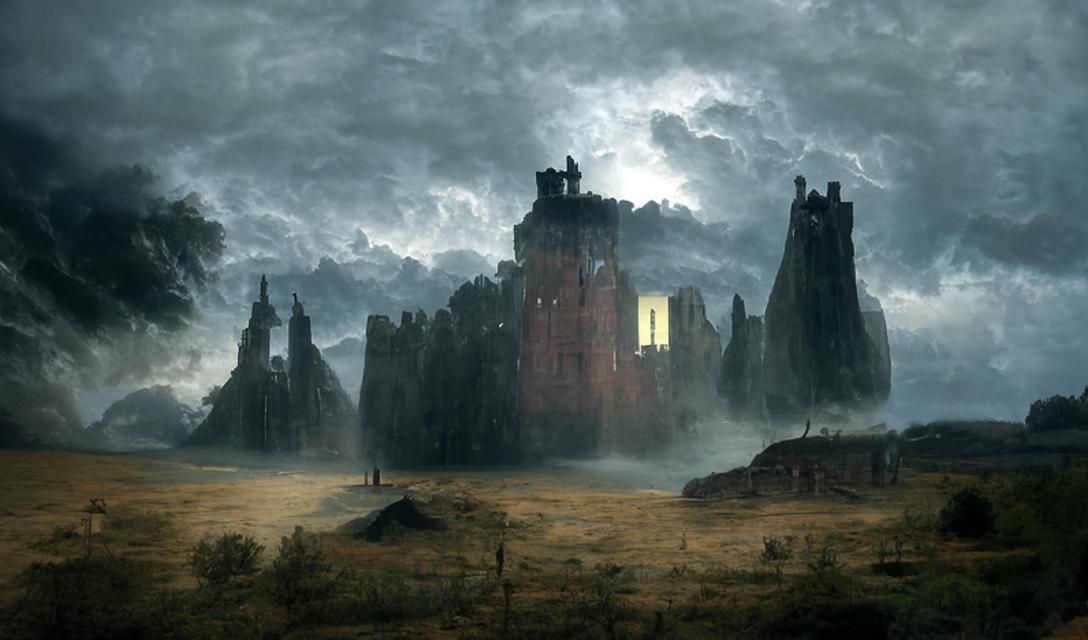 Haunted Castle in Sinister Romanticism Style
