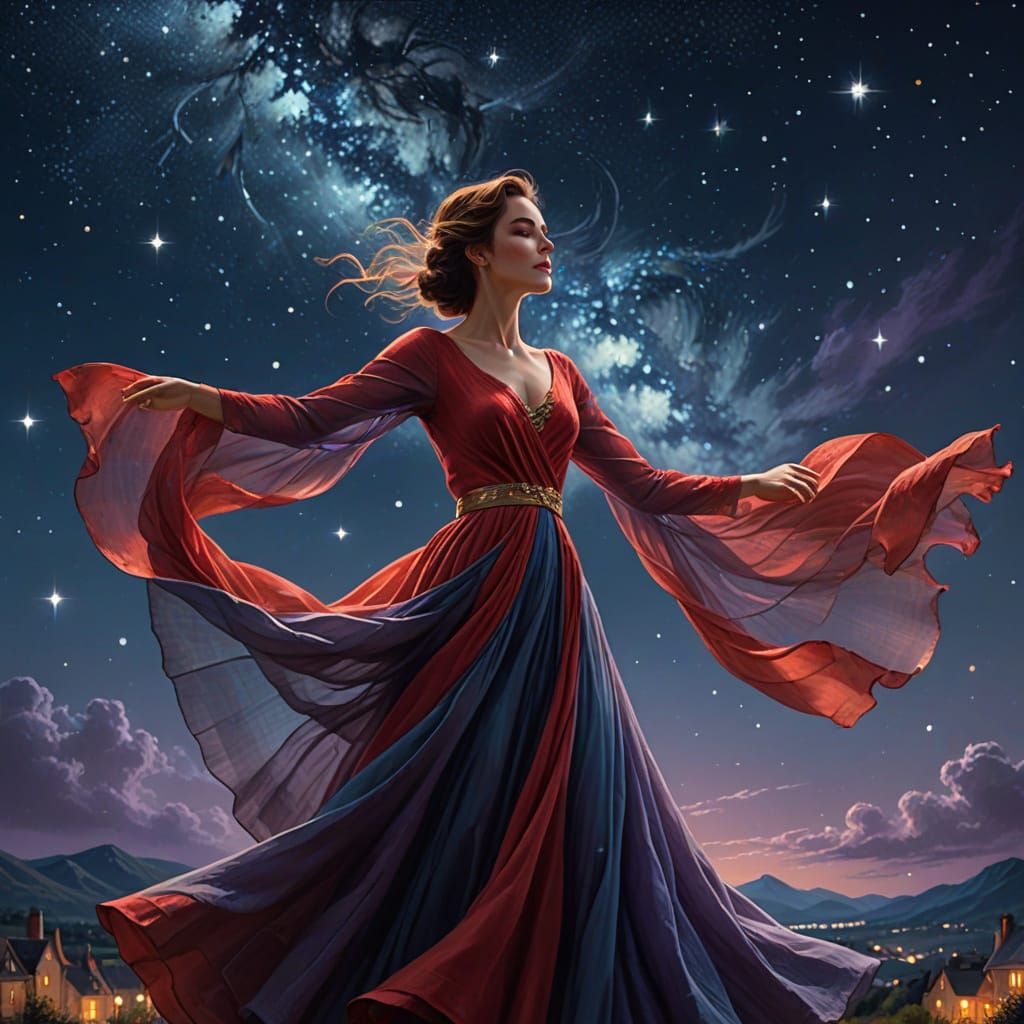 Romantic Evening Dance Under Starry Night Sky