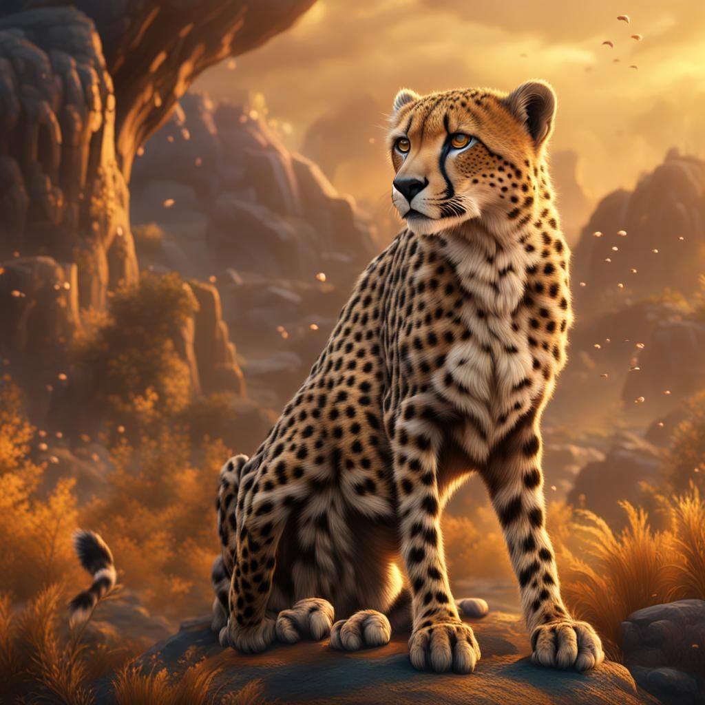 Detailed Cheetah Painting in Fantasy Style