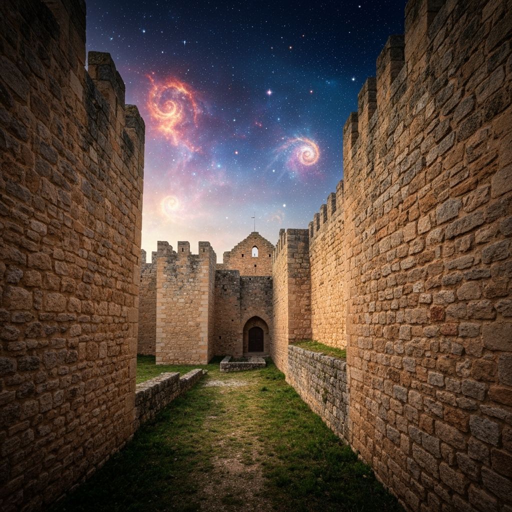 Ancient Walls of Finestres: Cosmic Astral Illustration