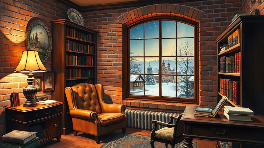 Cozy Home Office in Neo-Impressionist Style