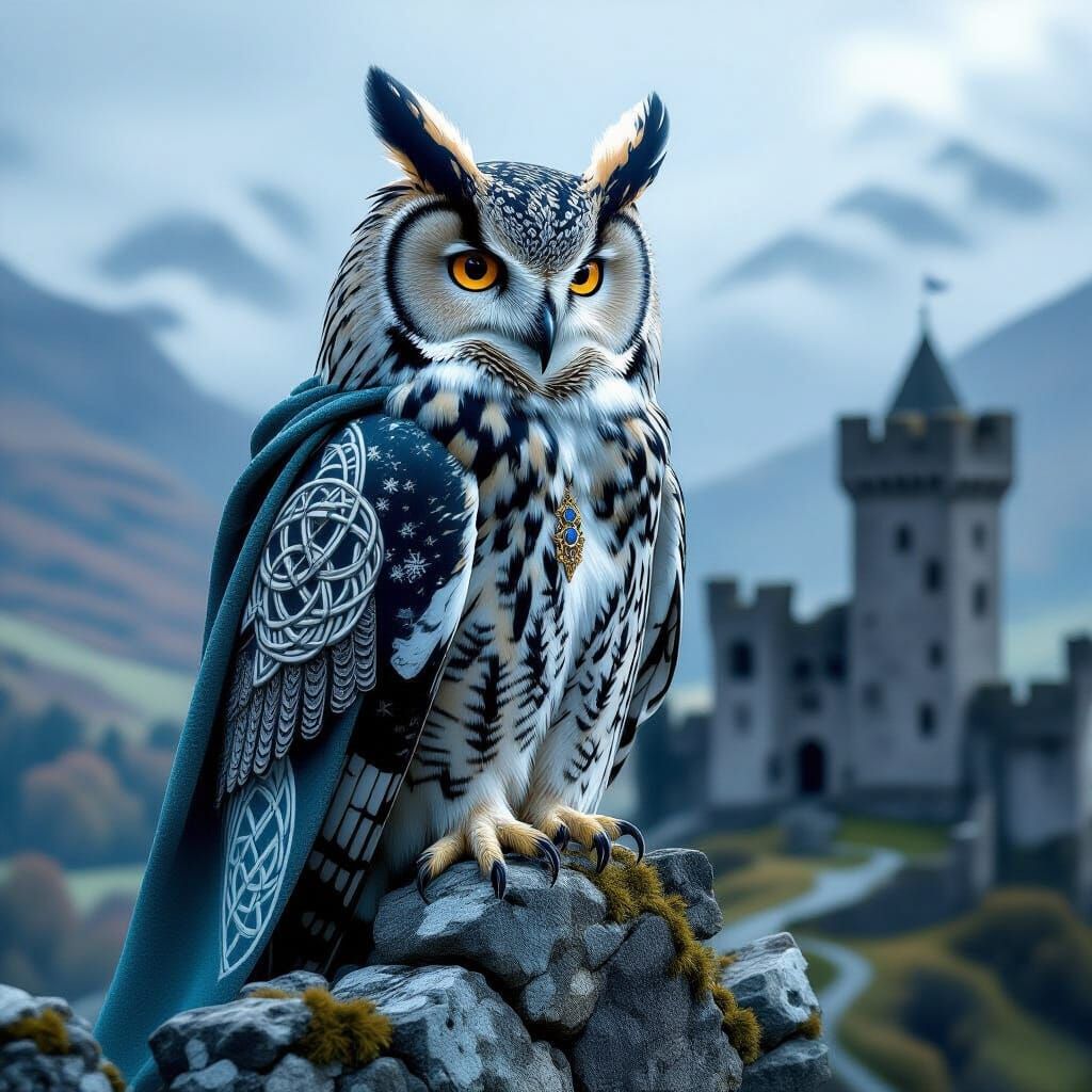 Celtic Owl in Highlands: Runic Design