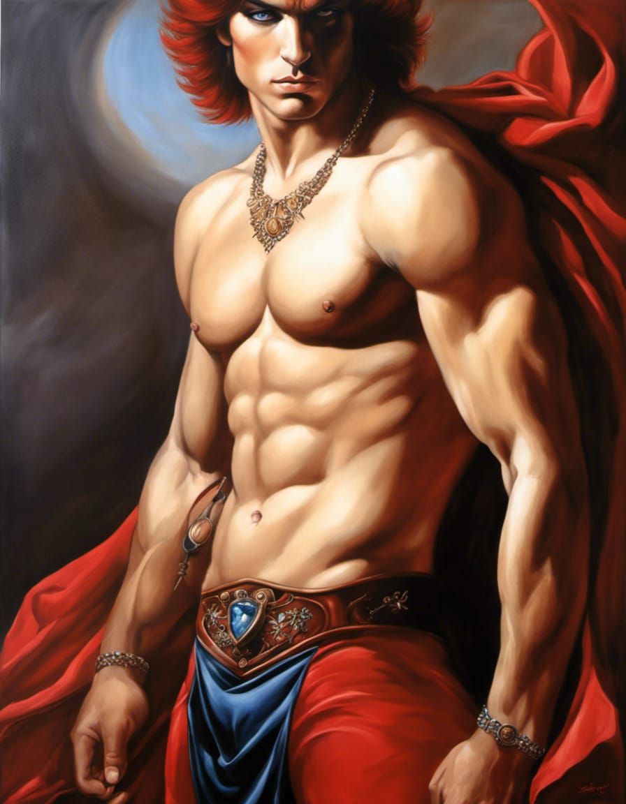 Gothic Prince with Sapphire Eyes: Acrylic Painting