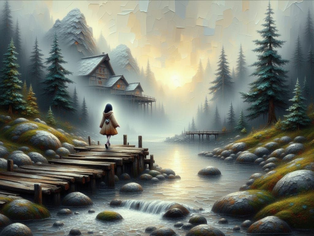 Serene River Valley at Sunset, Hyperrealistic Landscape