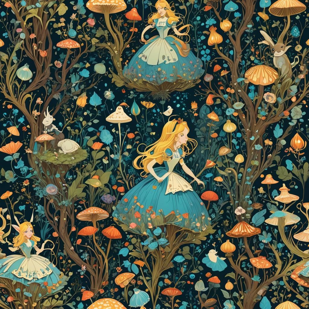 Alice in Wonderland in Bioluminescent Splendor