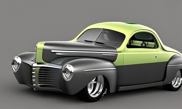 1944 Ford Coupe Skullmobile Retro Concept Rendering