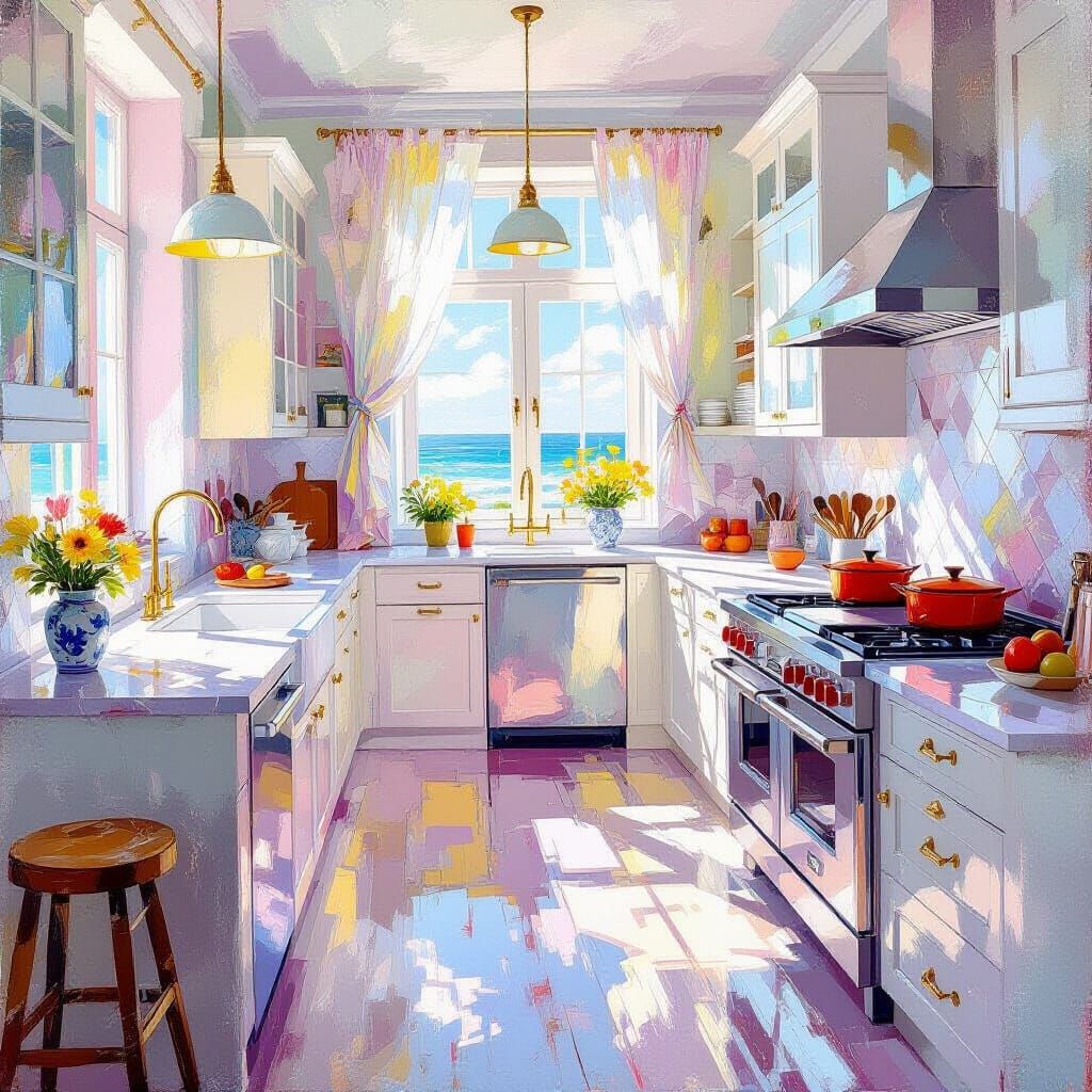 Kitchen in Metamodern Style with Impressionist Elements