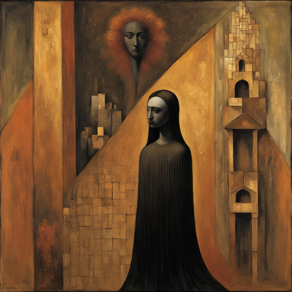 Surreal Figure with Architectural Background