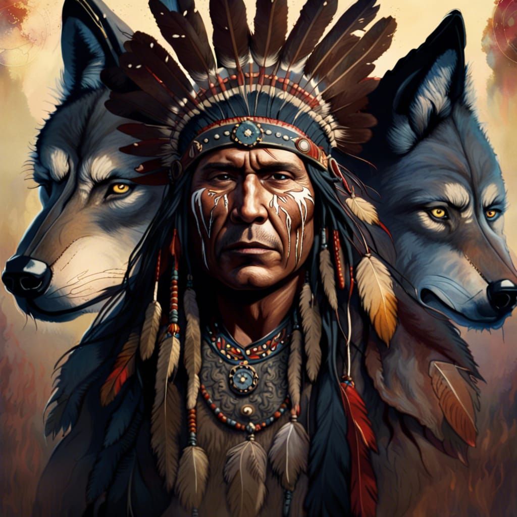 Native American Chief Portrait in Fantasy Style