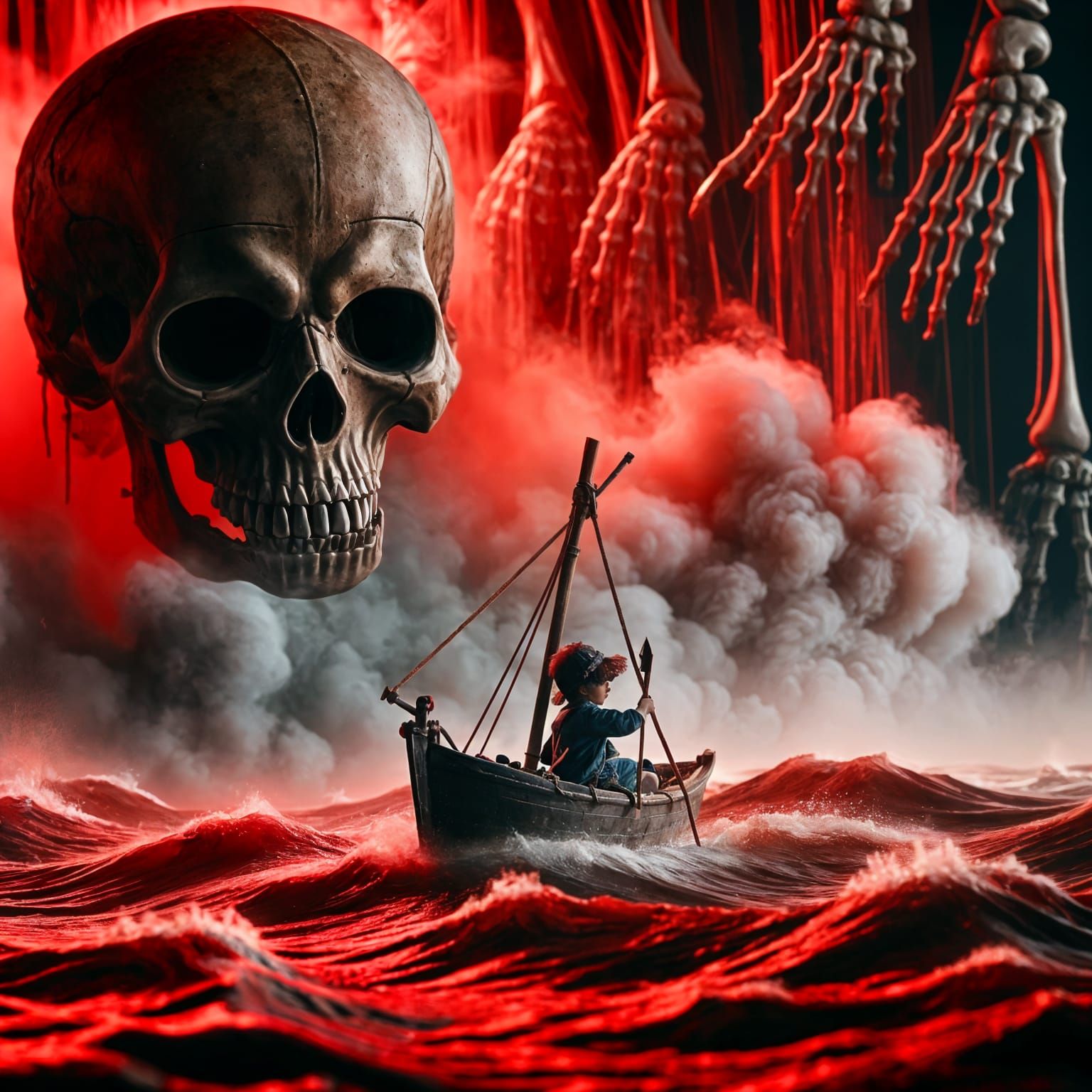 Boy Sails Bone Boat on Red Sea