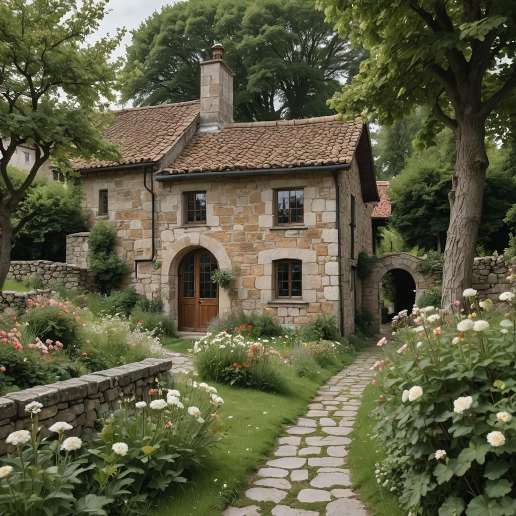 Countryside Stone House Oil Painting