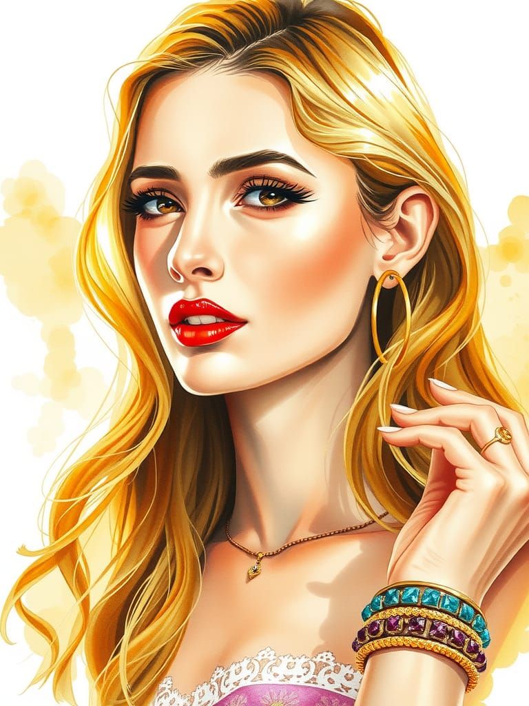 Expressive Watercolor Portrait in Impressionist Style