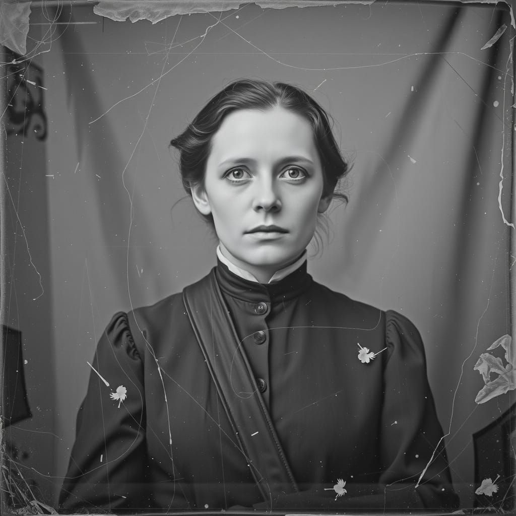 Solemn Woman Portrait in Vintage Photographic Style