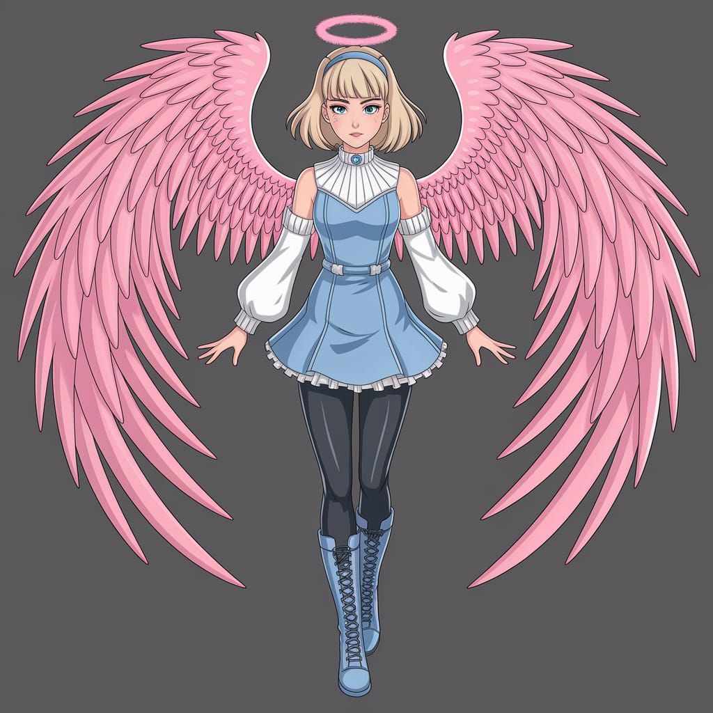 Anime-Inspired Angel with Vibrant Pink Wings