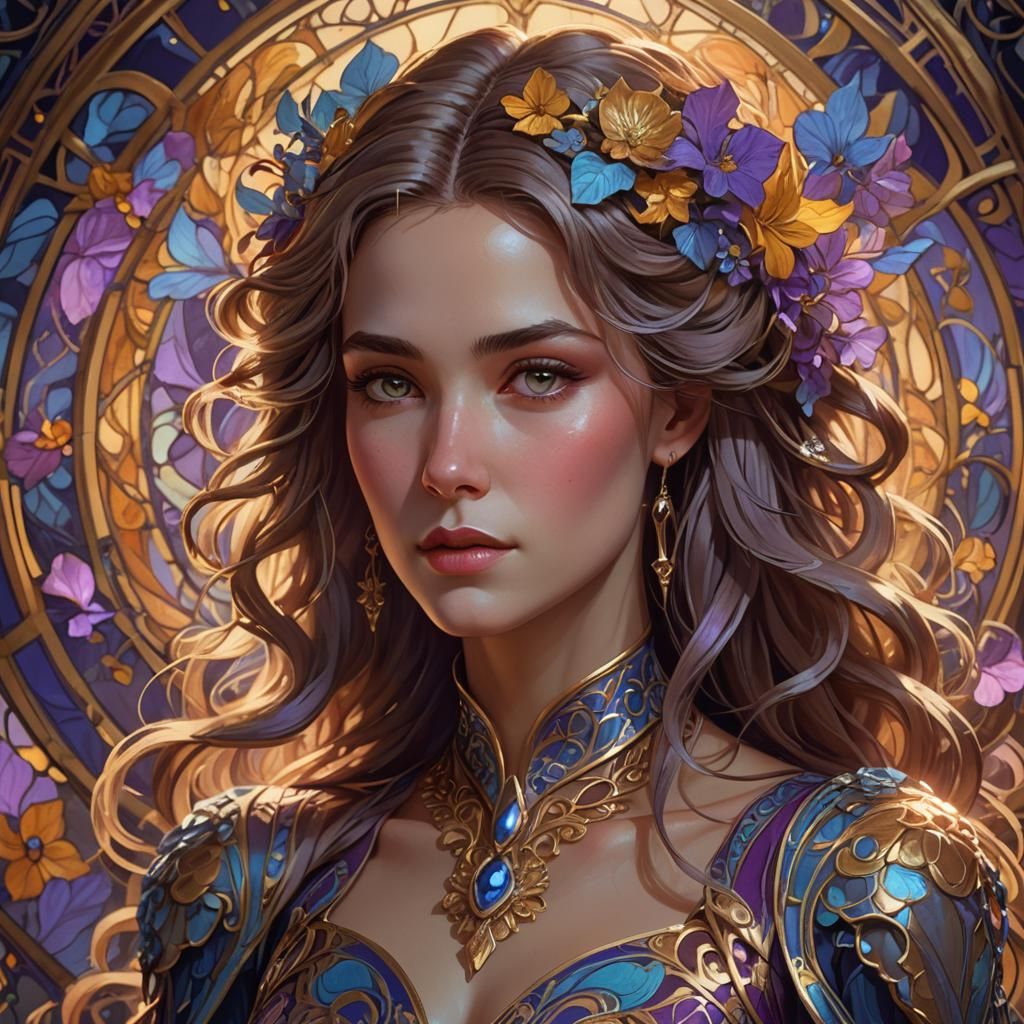 Art Nouveau Portrait of a Flirting Woman