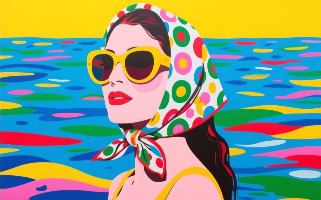 Woman with Sunglasses in Bold Pop Art Style