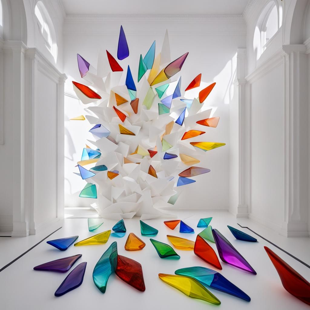 Rainbow Glass Bird in White Room