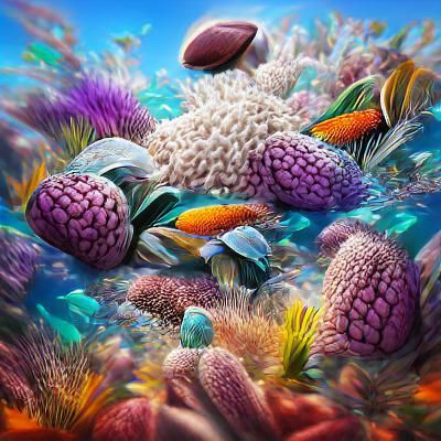 Colorful Coral Reef Ecosystem in Clear Ocean