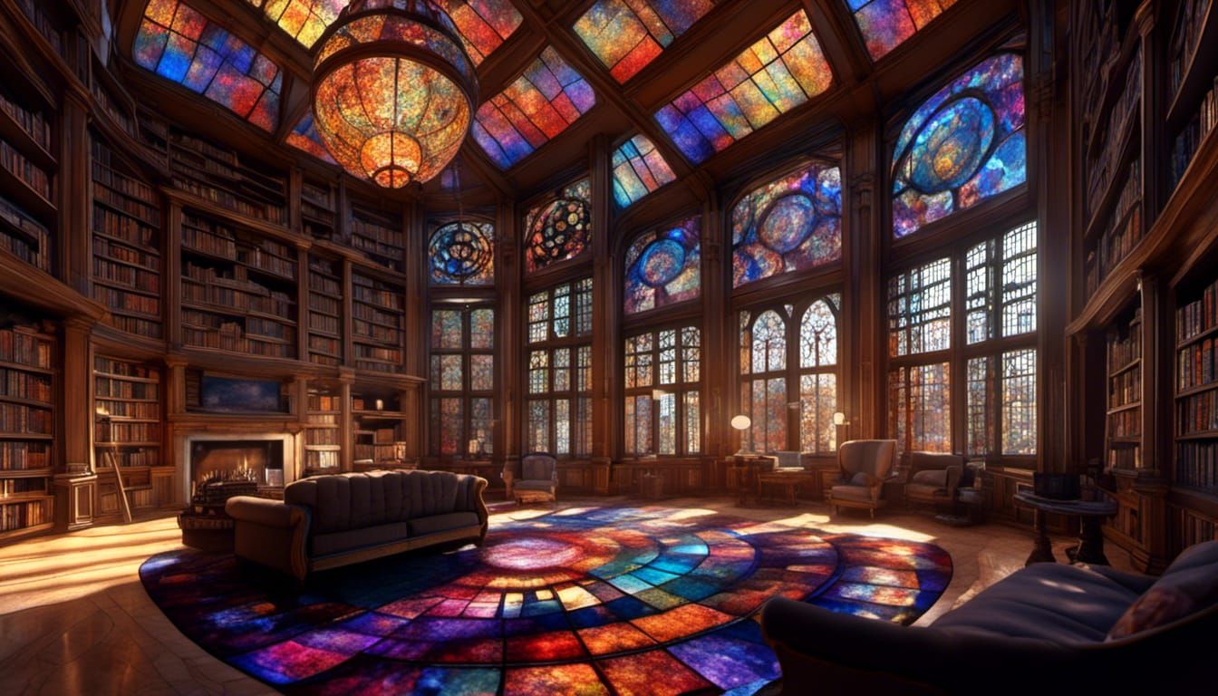 Opulent Library with Galaxy Decor in 8K Realism