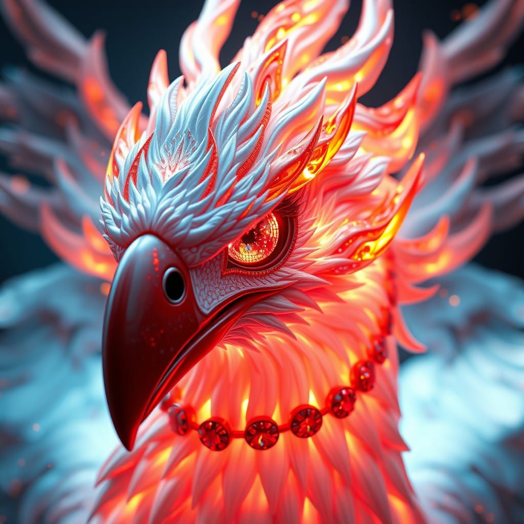 Ethereal Phoenix Blazes in Futuristic Splendor