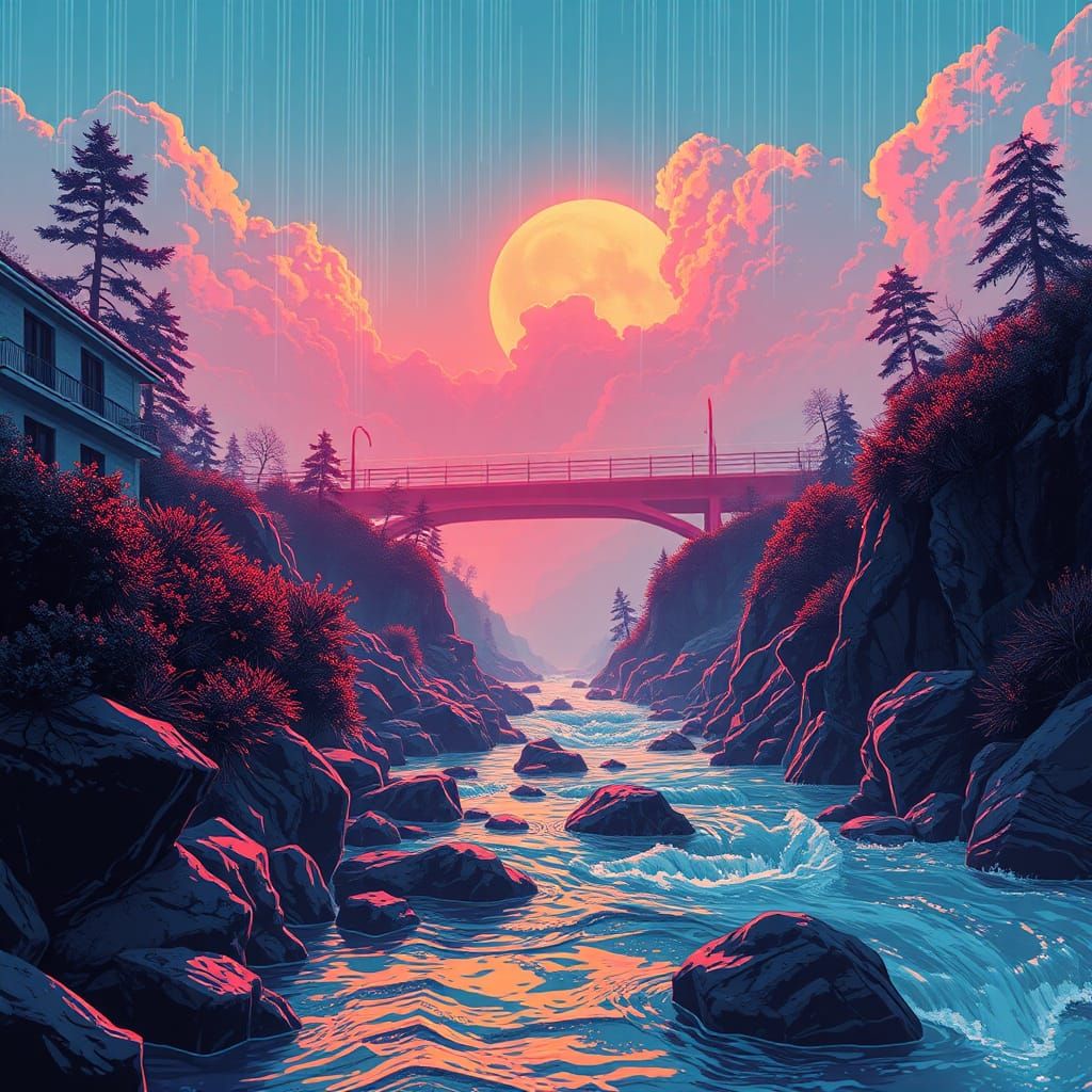 Synthwave Weather: Sunny Ridge and Neon Bridge