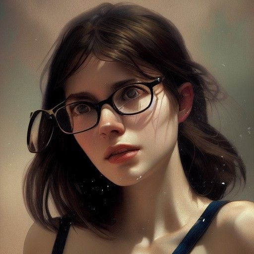 Portrait of French Girl in Art Nouveau Style