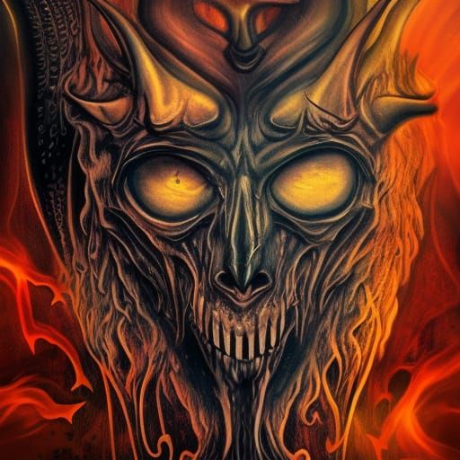 Hyperrealistic Satanic Portrait in Splash Art Style