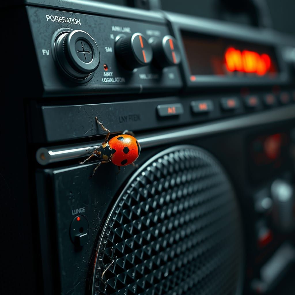 Ladybug Crawling on a Boom Box in HDR