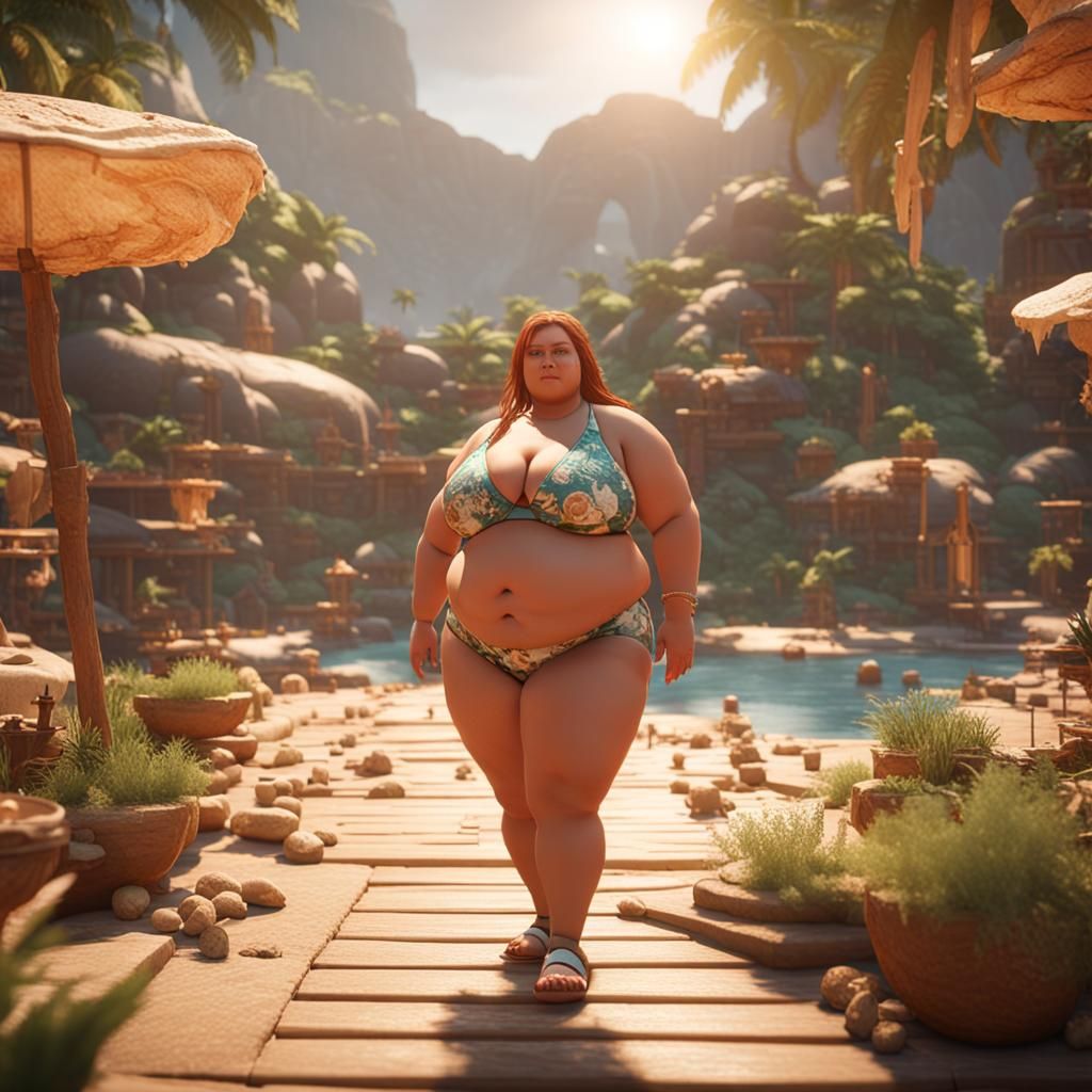 Voluptuous Women in Bikinis: 3D Game Cinematic Render
