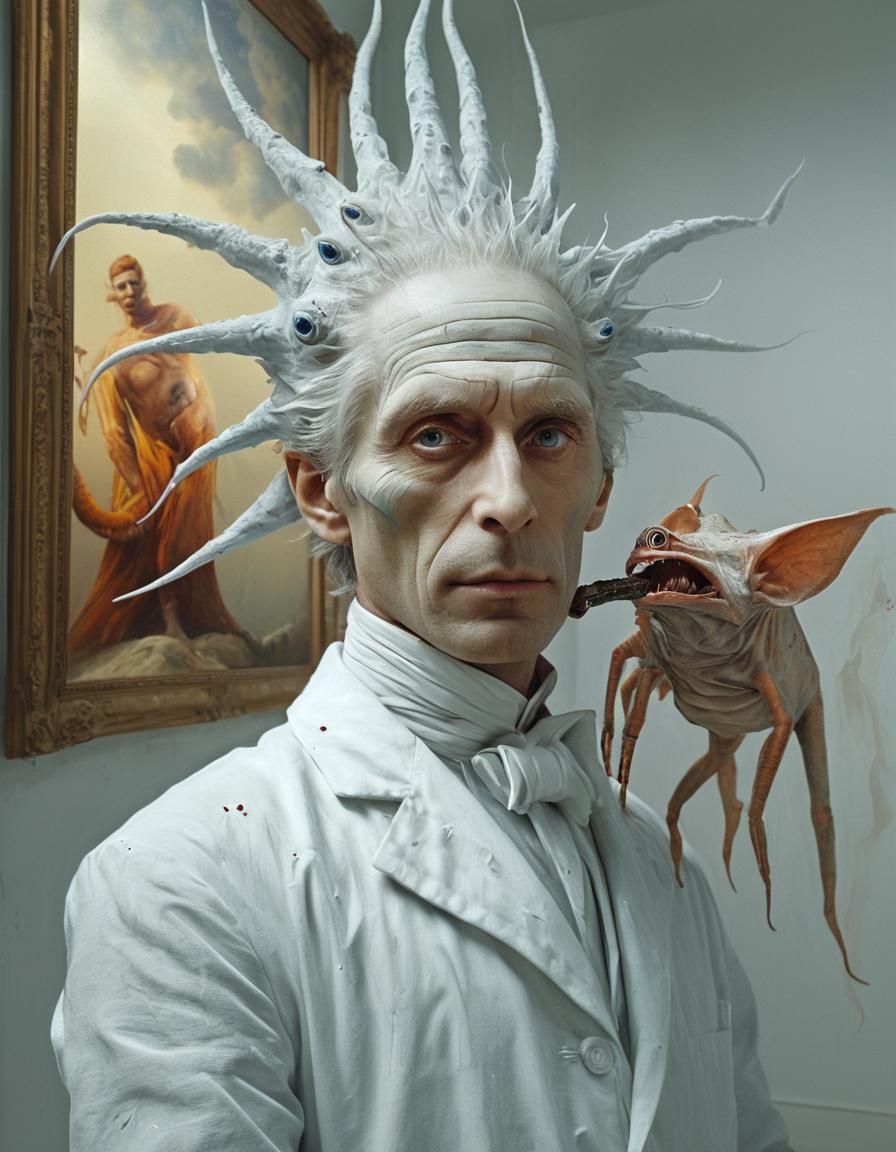 Surreal Portrait in White Laboratory: Matte Painting