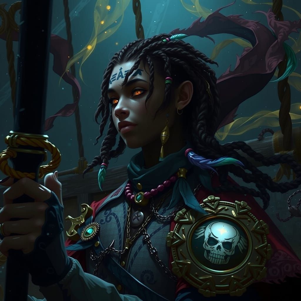 Pirate Cultivator with Luscious Locks and Mystical Aura