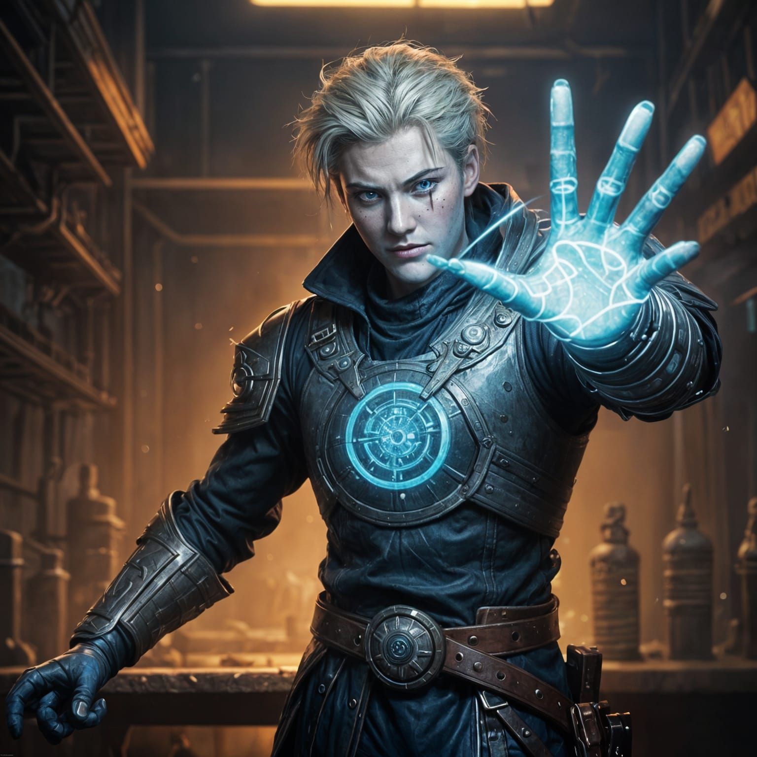 Dramatic Face with Colorful Lighting