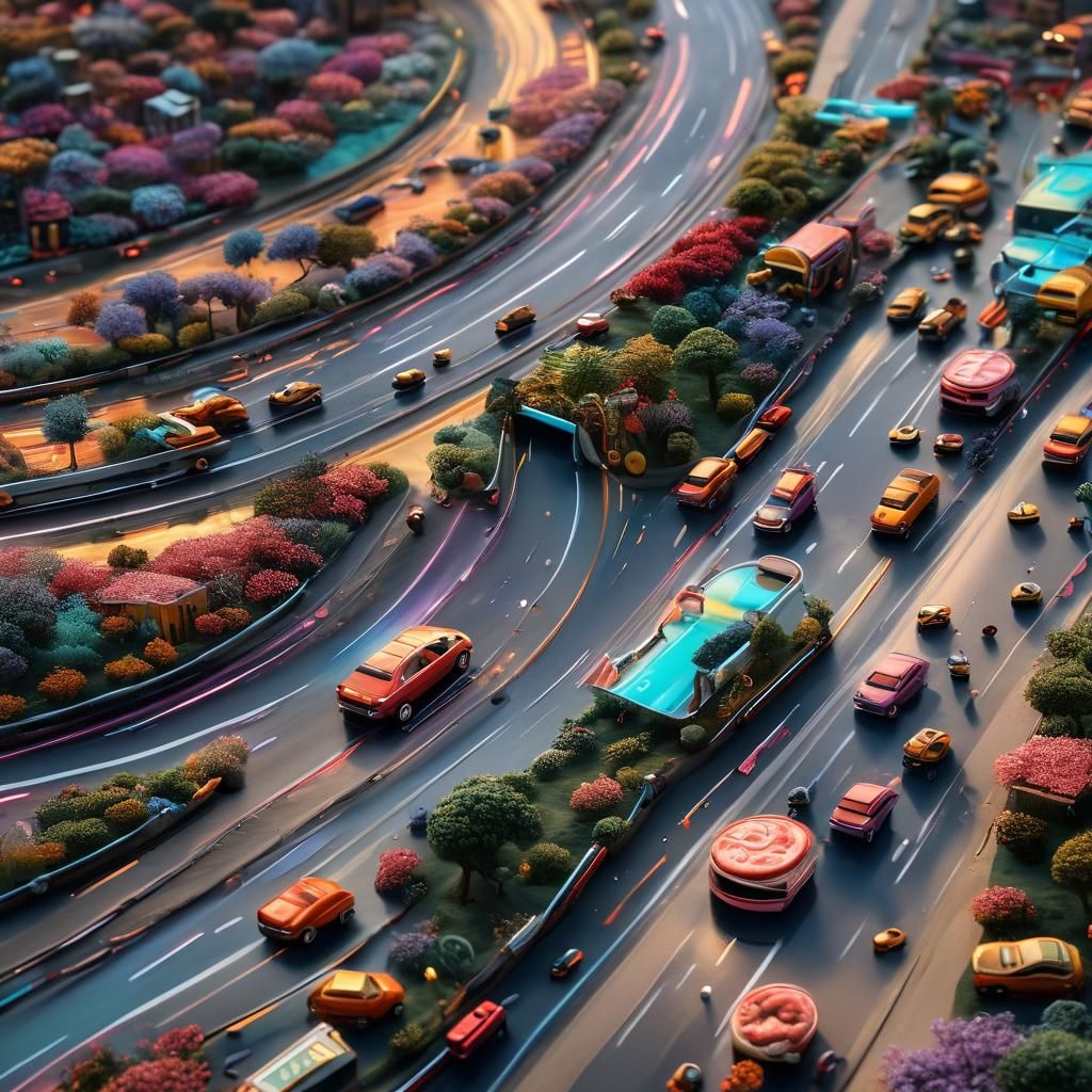 Romantic Road with Enameled Glass Figurines, Digital Paintin...