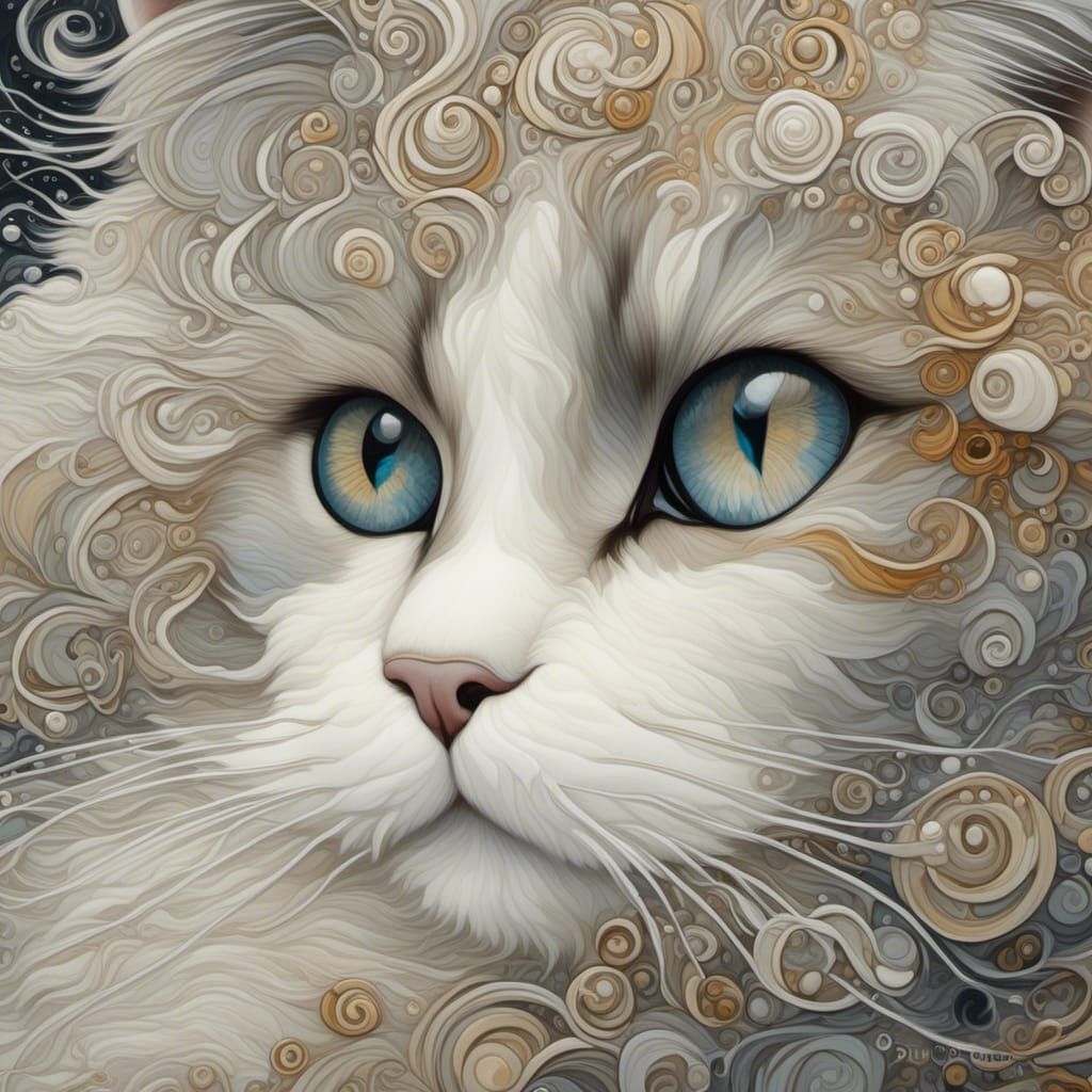 Detailed Oil Painting of a Beautiful Ragdoll Cat