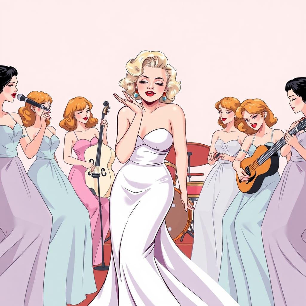 Elegant Anime Jazz Band Enchants with Vibrant Energy