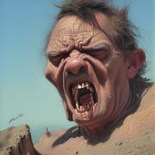 Expressive Oil Painting of a Distorted Face