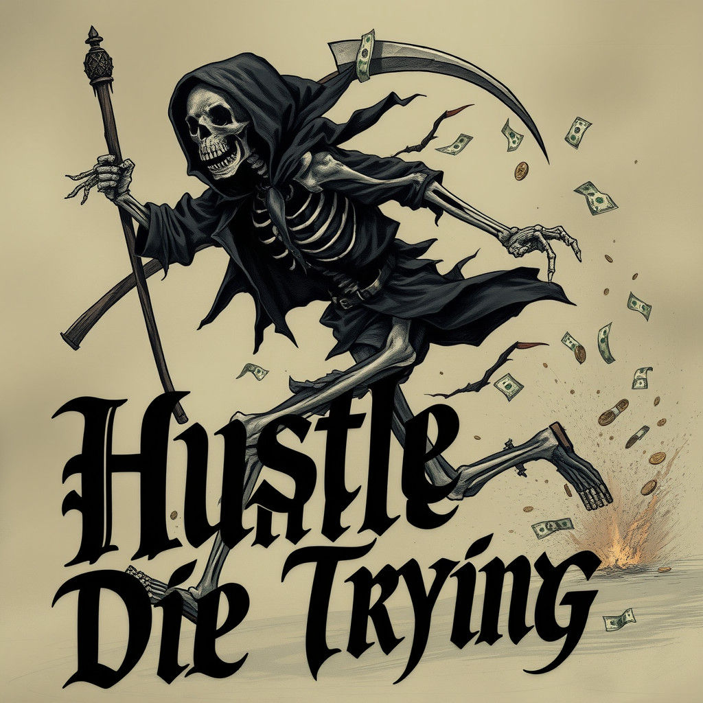 Skeleton's Desperate Run From Grim Reaper