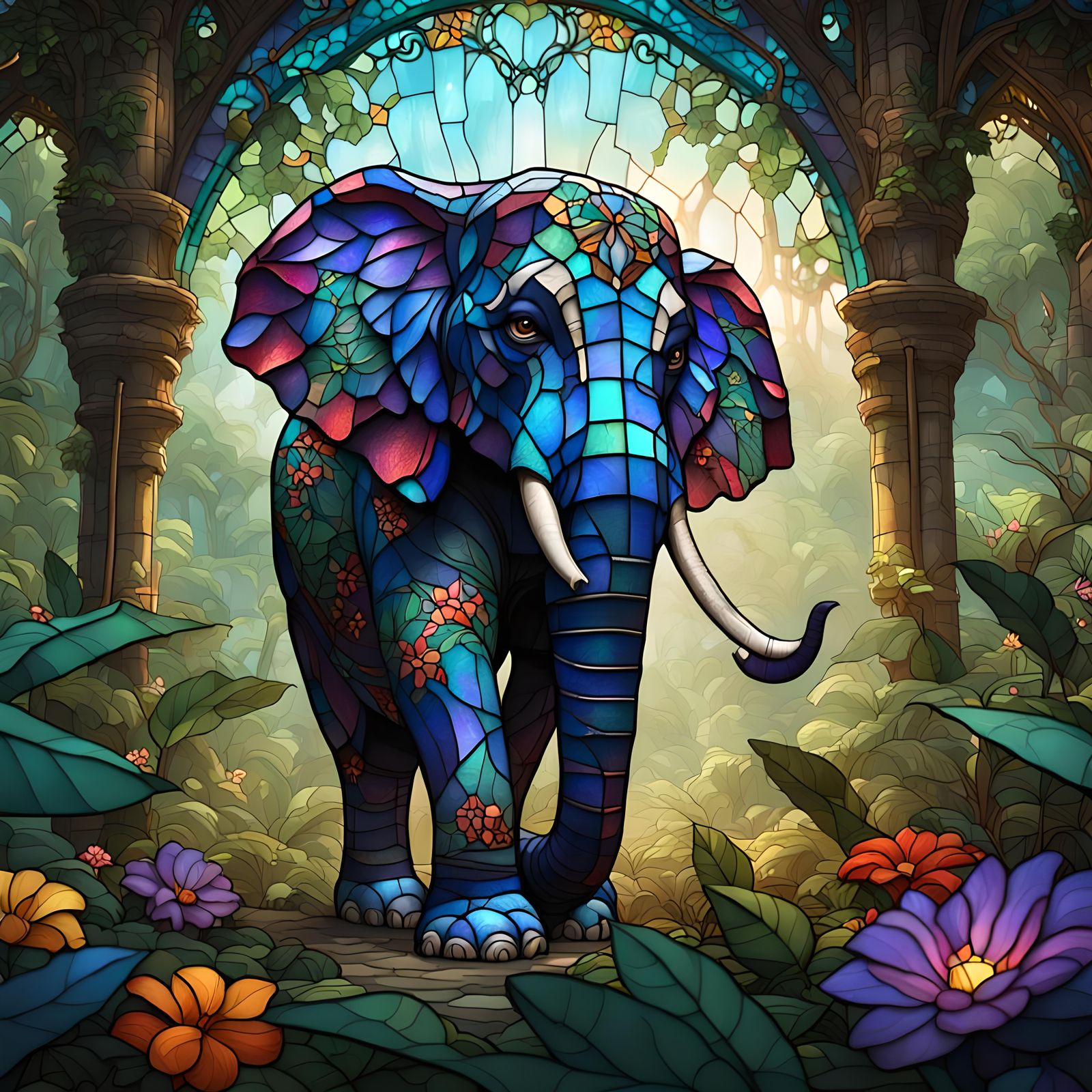 Stained glass elephant