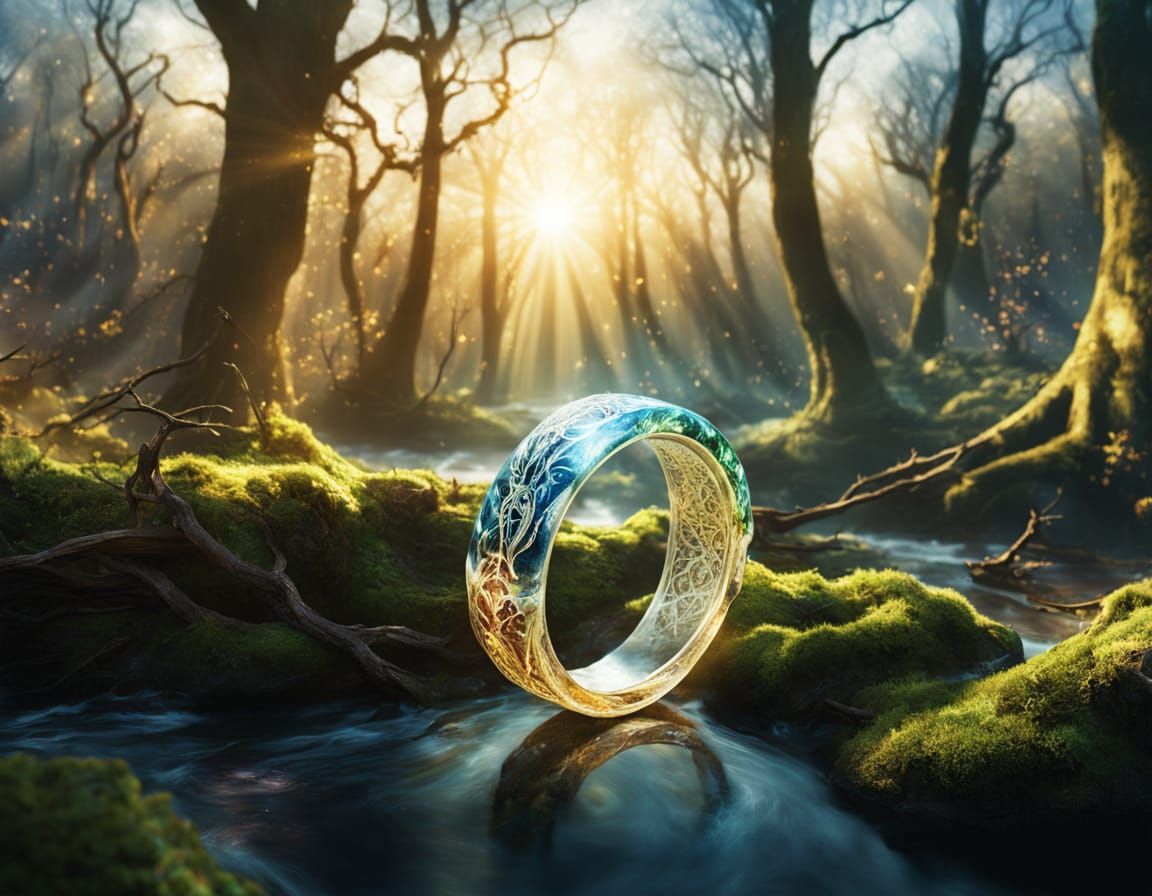Elven Ring Glows in Forest River Sunrise