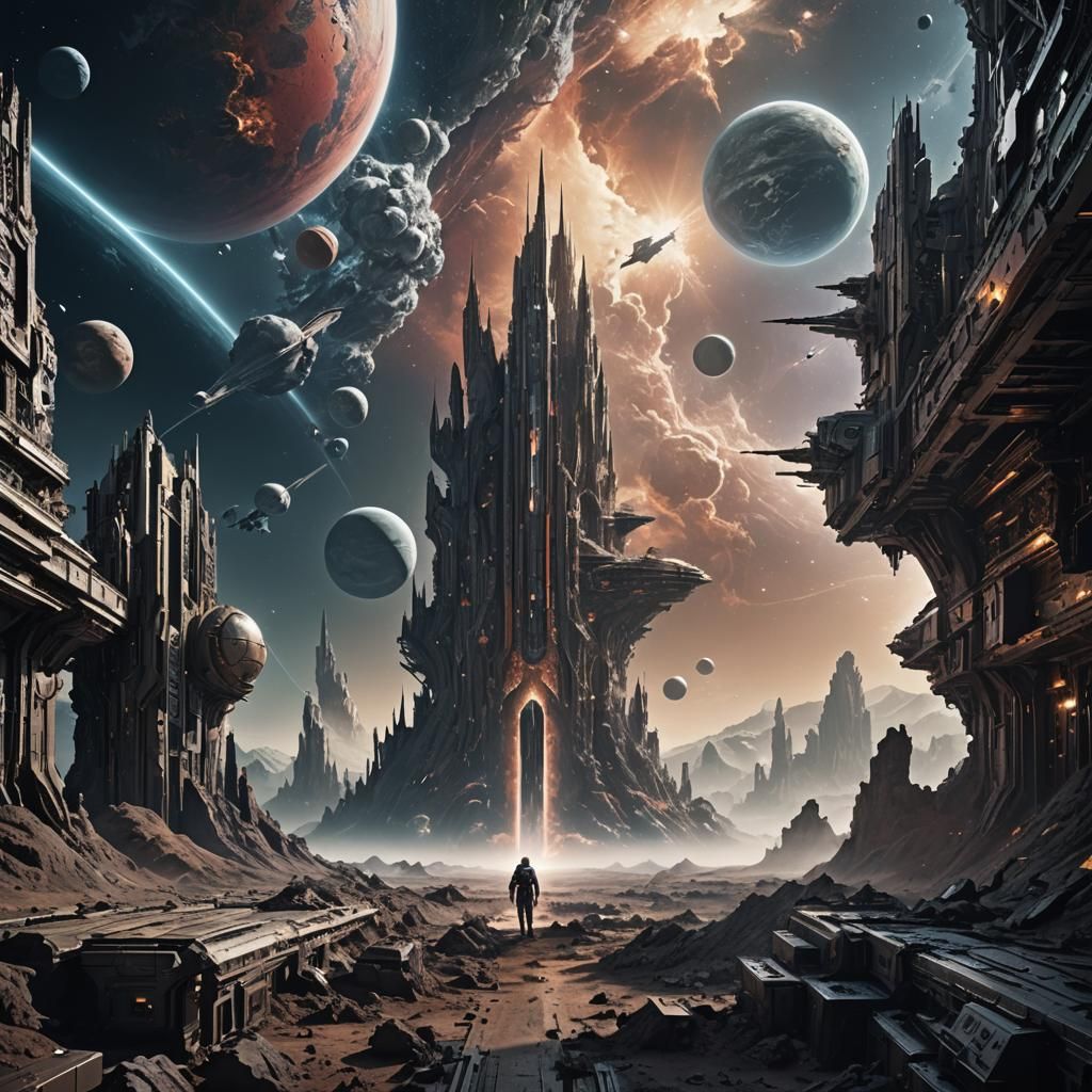 Dramatic Duality in Space Digital Matte Painting