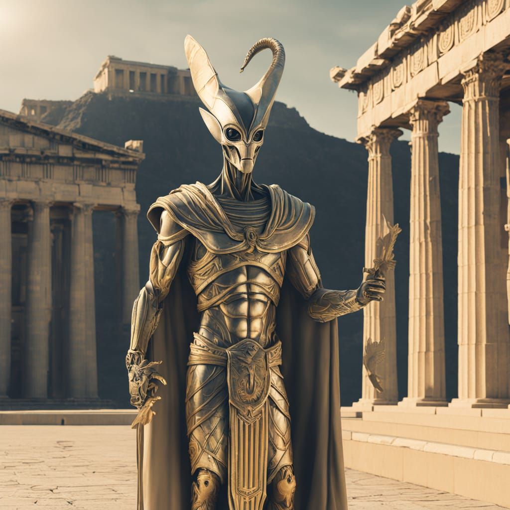 Surrealist Masterpiece: Alien in Ancient Greek Splendor