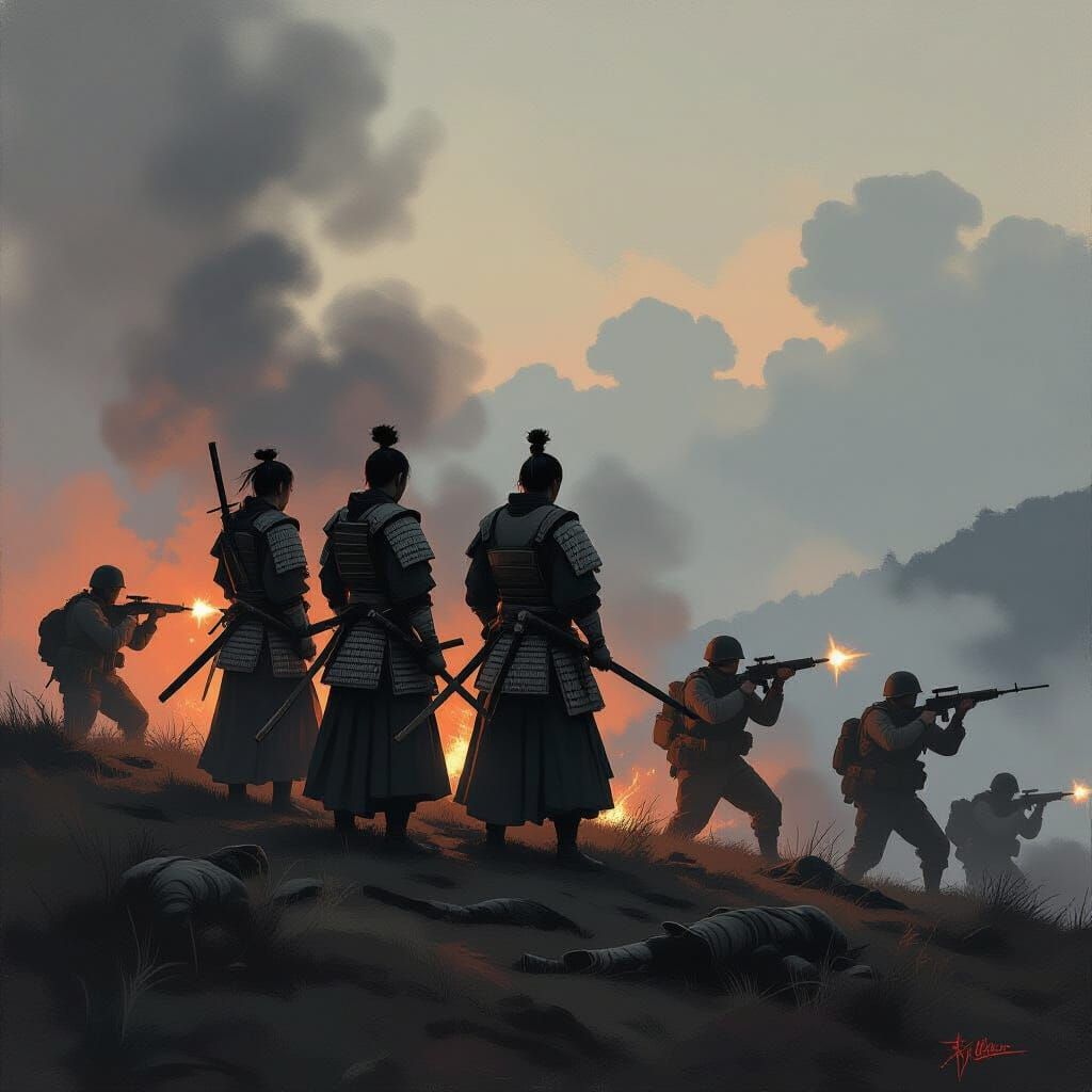 Samurai Stand Against Modern Soldiers in Dramatic Historical...