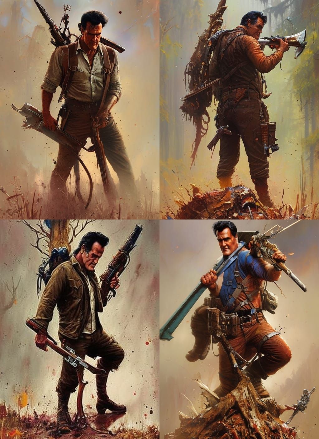 Ash in Evil Dead: Crayon Caricature