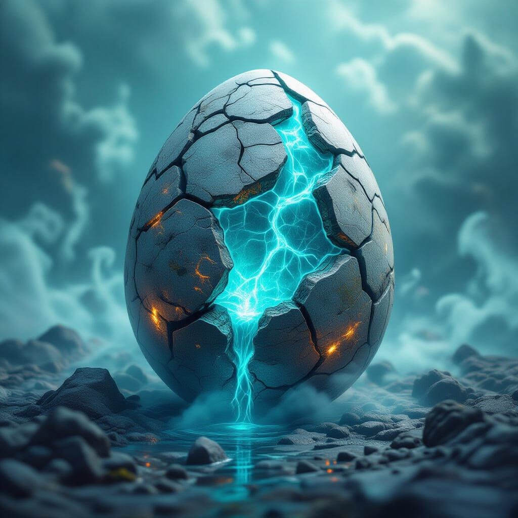 Dragon Egg Meteorite with Teal Mercury Flow